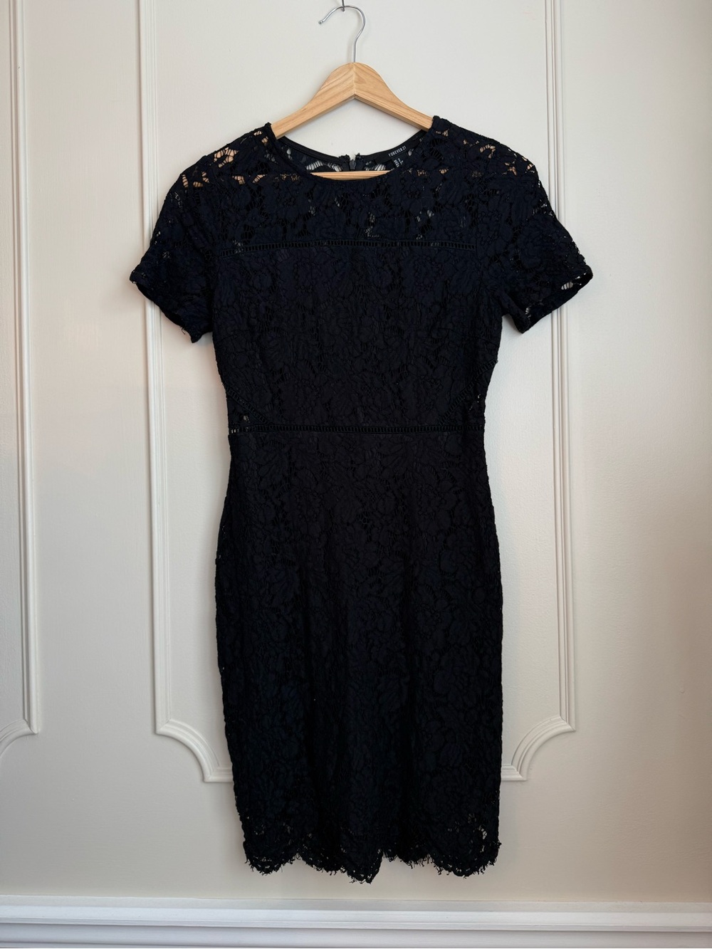 Forever 21 Black Short-Sleeve Lace Mini Dress
